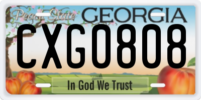 GA license plate CXG0808
