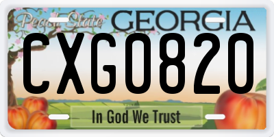 GA license plate CXG0820