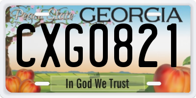 GA license plate CXG0821
