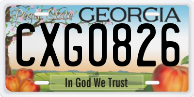 GA license plate CXG0826