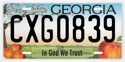 GA license plate CXG0839