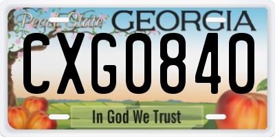 GA license plate CXG0840