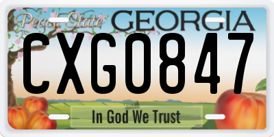 GA license plate CXG0847