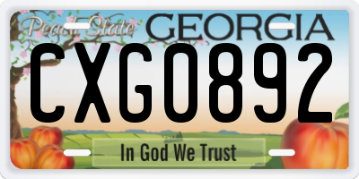 GA license plate CXG0892