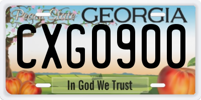 GA license plate CXG0900
