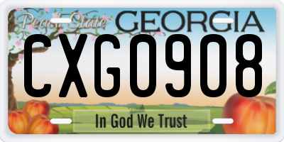 GA license plate CXG0908