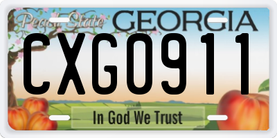 GA license plate CXG0911