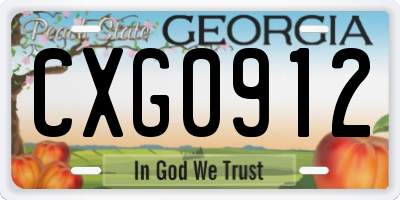 GA license plate CXG0912