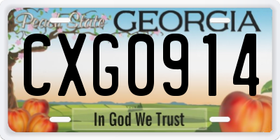 GA license plate CXG0914