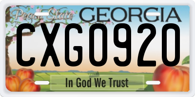 GA license plate CXG0920