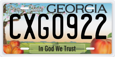 GA license plate CXG0922