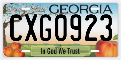 GA license plate CXG0923