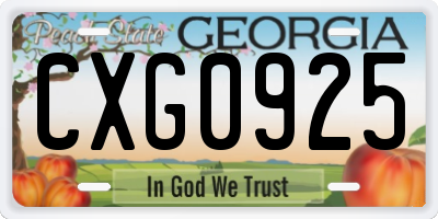 GA license plate CXG0925