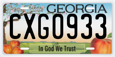 GA license plate CXG0933