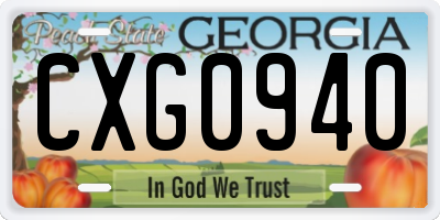 GA license plate CXG0940