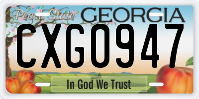 GA license plate CXG0947