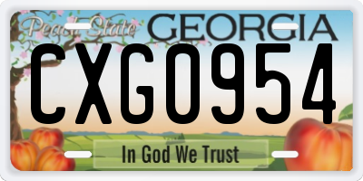 GA license plate CXG0954
