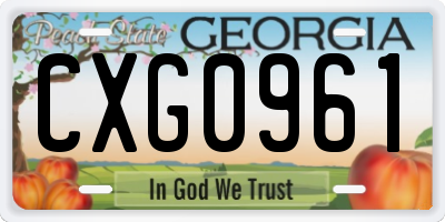 GA license plate CXG0961