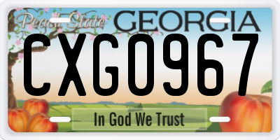 GA license plate CXG0967