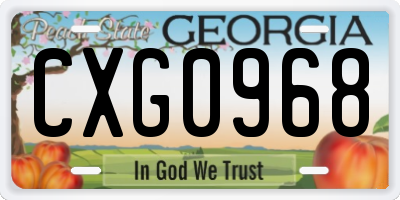 GA license plate CXG0968