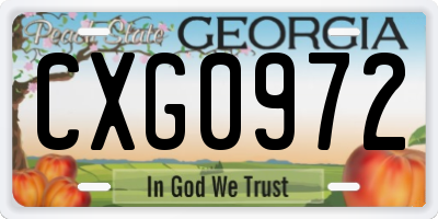 GA license plate CXG0972