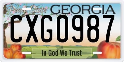 GA license plate CXG0987