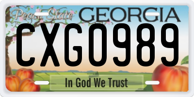 GA license plate CXG0989