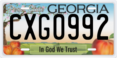 GA license plate CXG0992