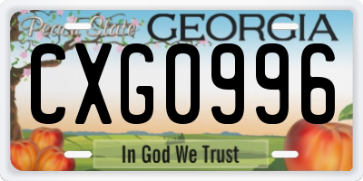 GA license plate CXG0996