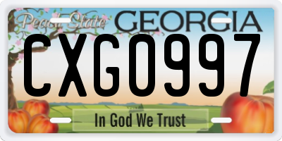 GA license plate CXG0997