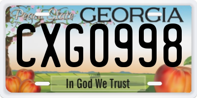 GA license plate CXG0998