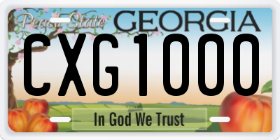 GA license plate CXG1000
