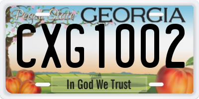 GA license plate CXG1002