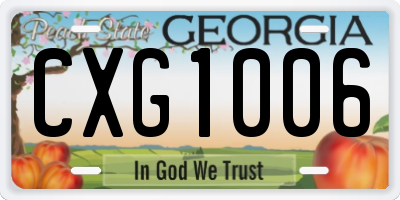 GA license plate CXG1006