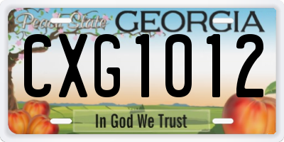 GA license plate CXG1012