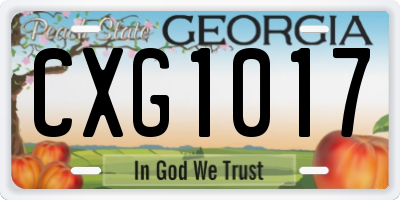 GA license plate CXG1017
