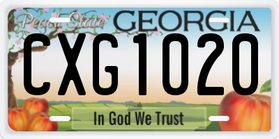 GA license plate CXG1020