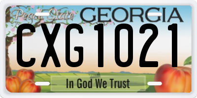 GA license plate CXG1021