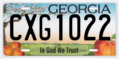 GA license plate CXG1022