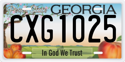 GA license plate CXG1025