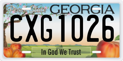 GA license plate CXG1026