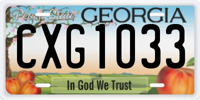 GA license plate CXG1033