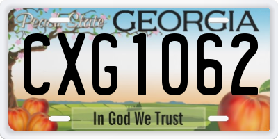 GA license plate CXG1062
