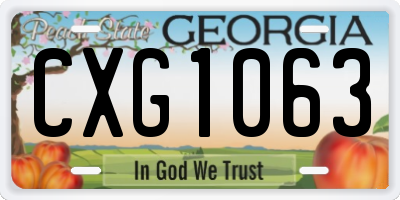 GA license plate CXG1063