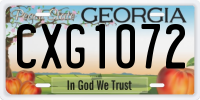 GA license plate CXG1072