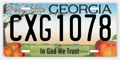 GA license plate CXG1078
