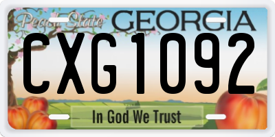 GA license plate CXG1092
