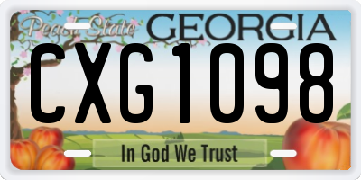 GA license plate CXG1098