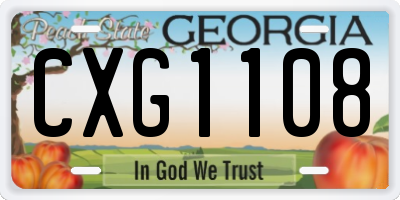 GA license plate CXG1108