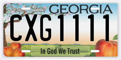GA license plate CXG1111